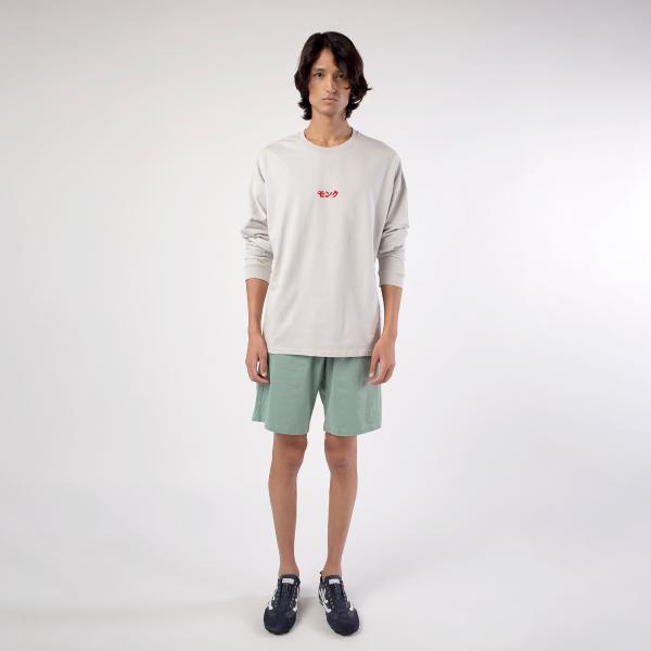 “MONK” JAPANESE TEXT GREY TEE - View 4